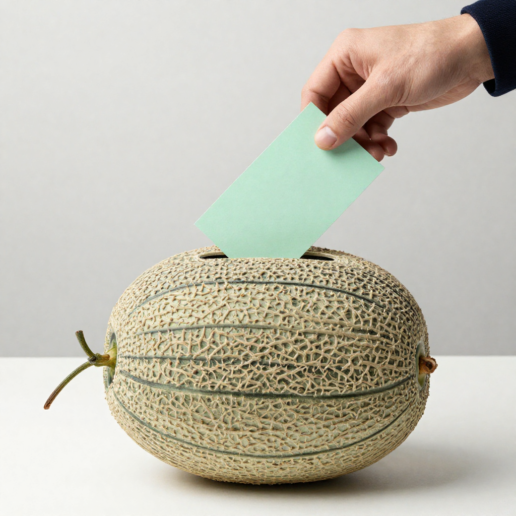 Immagine di un melone che fa le funzioni di urna elettorale
